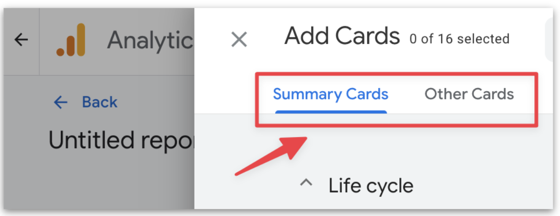 GA4 Overview Report Cards Tab