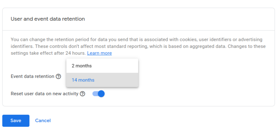 Google Analytics 4 Data Retention