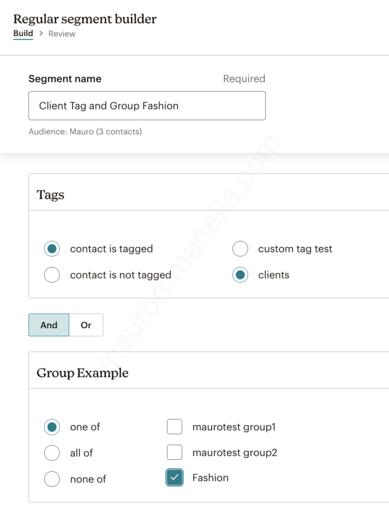 Mailchimp Segment By Tag and Group Example